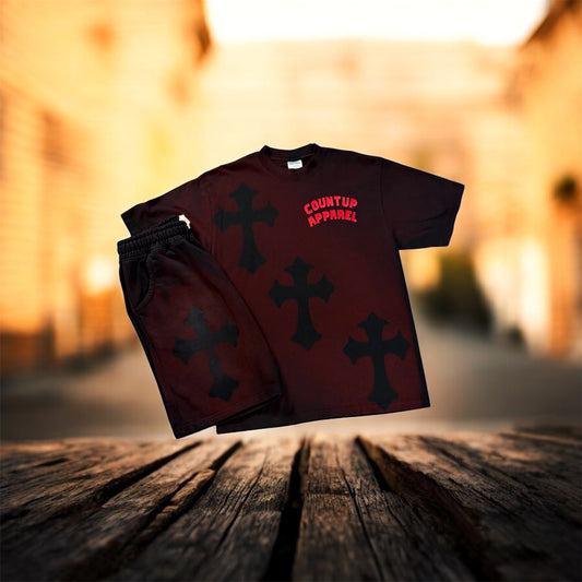 Black&Red Cross Short Set