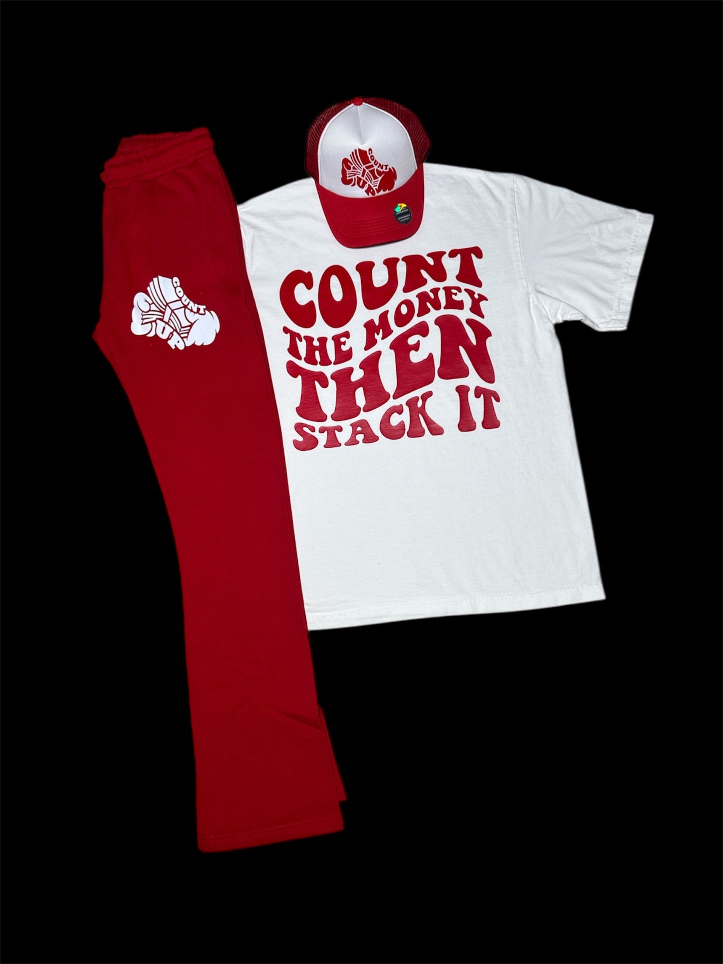 Red/White Stack Joggers Set