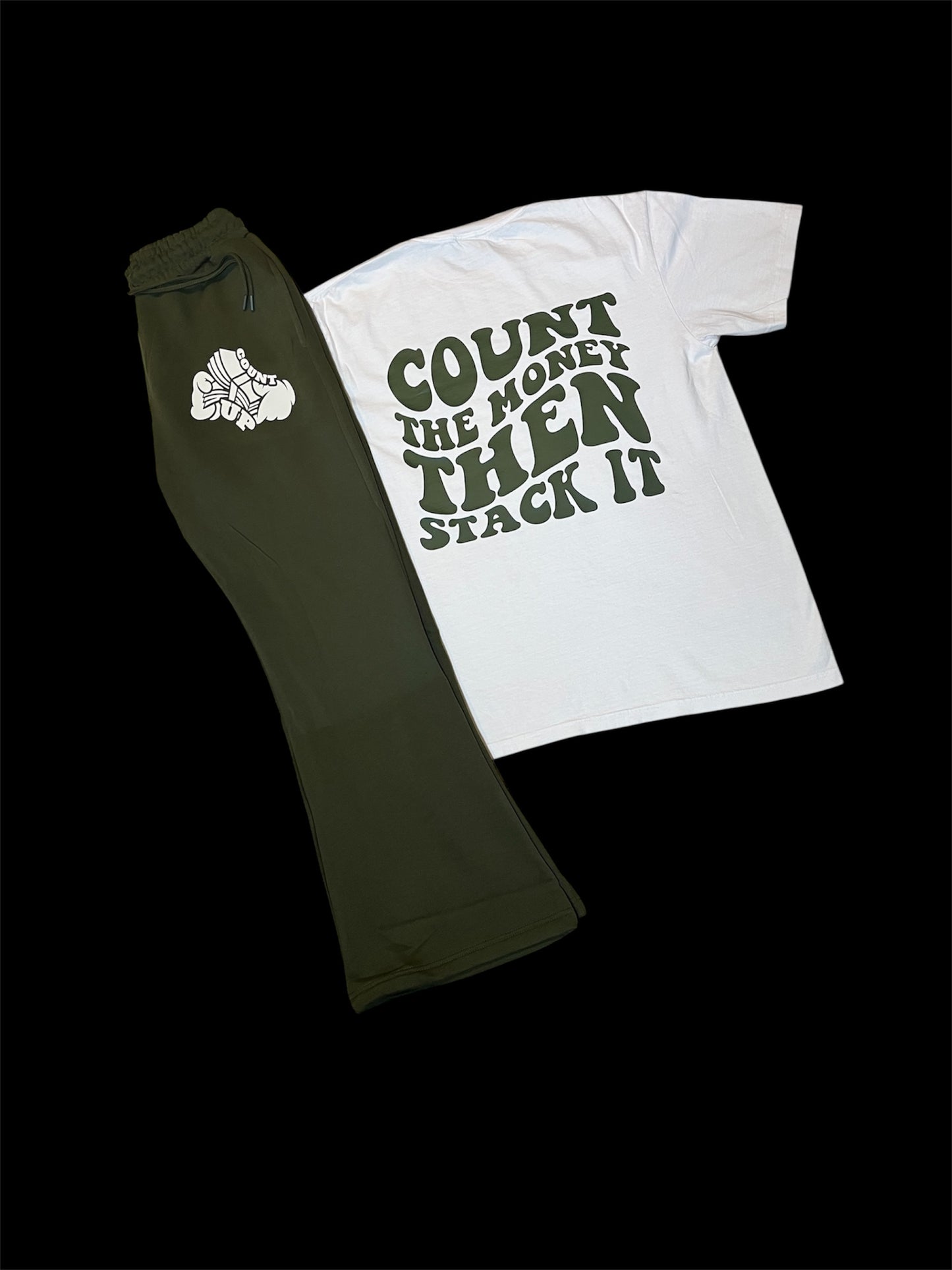 Cream/Olive Green Stacl Jogger Set