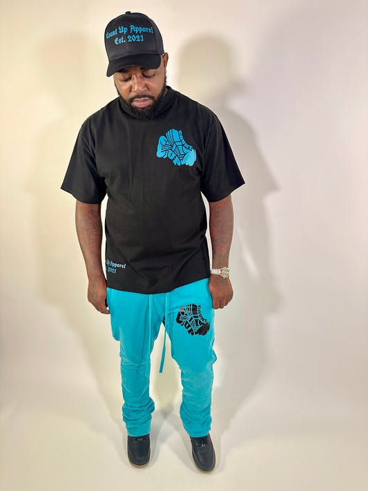Teal/Black Stack Jogger Set