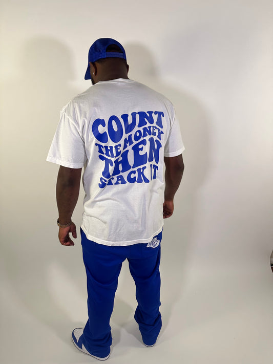 White/Royal Blue Stack Jogger Set