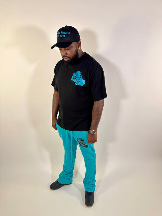 Teal/Black Stack Jogger Set