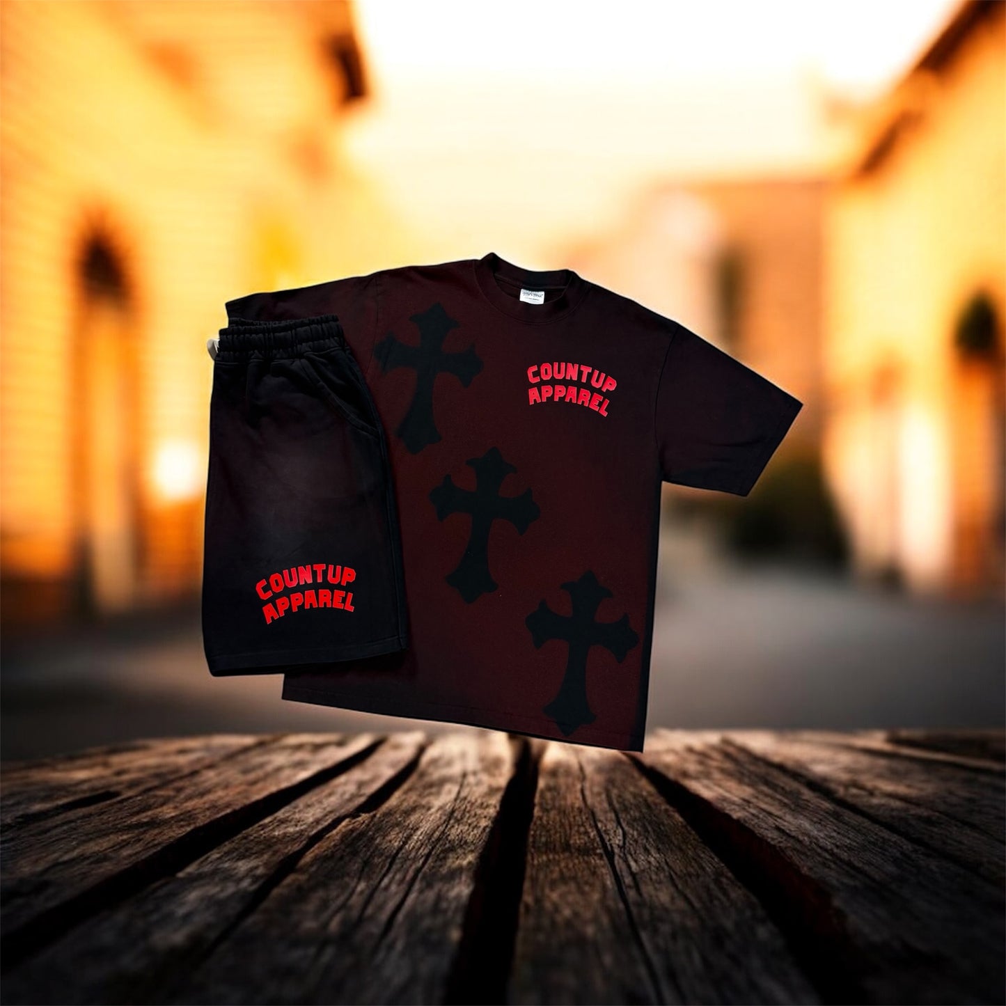 Black&Red Cross Short Set