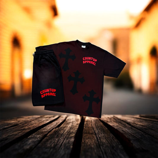 Black&Red Cross Short Set