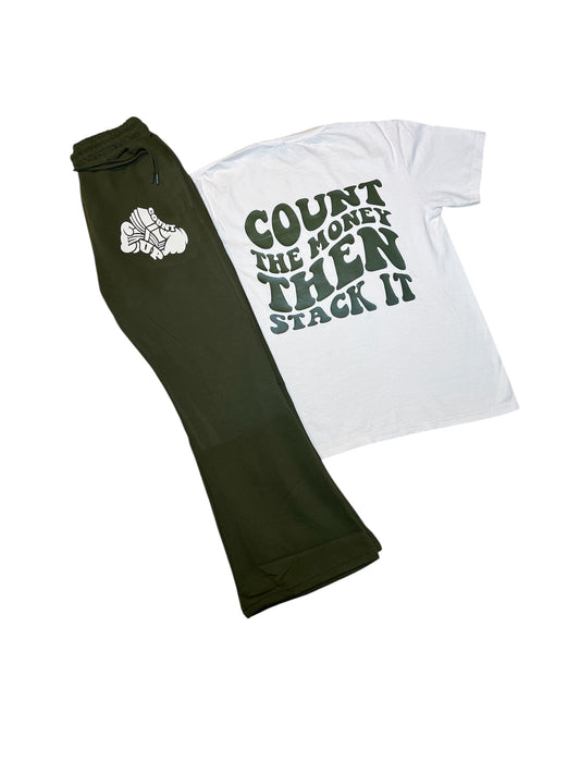 Cream/Olive Green Stacl Jogger Set