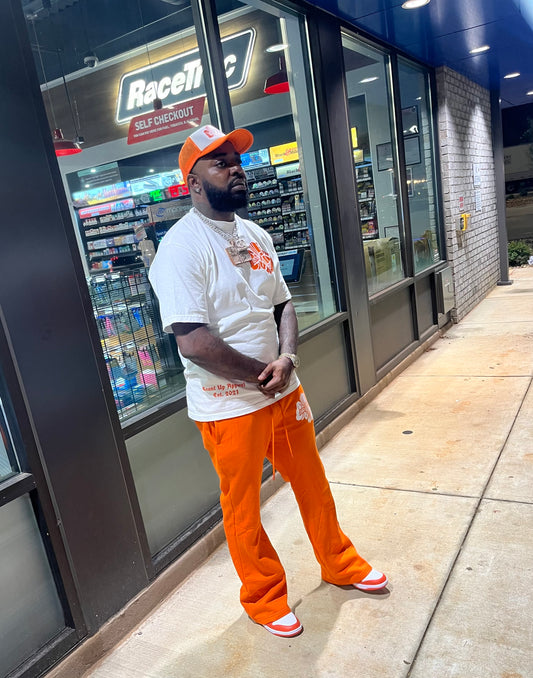 White/Orange Count Up Stack Jogger Set
