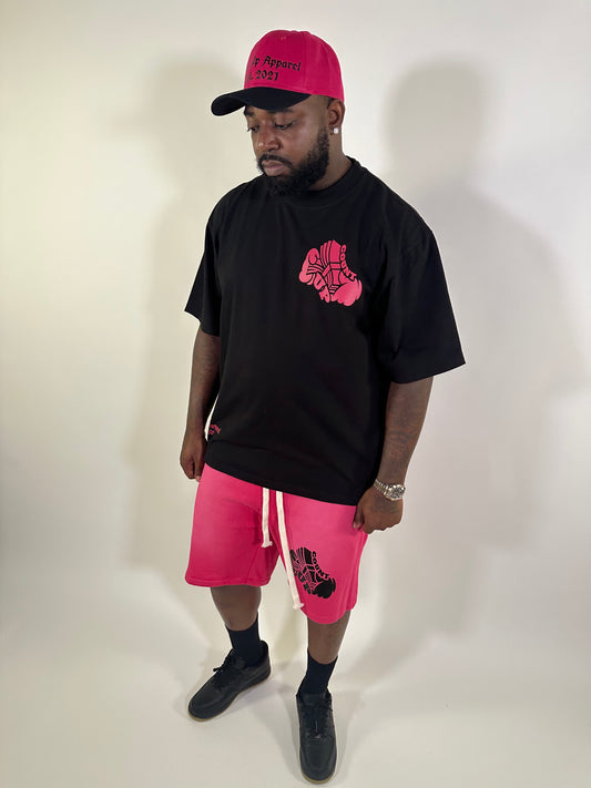 Hot Pink/Black Short Set