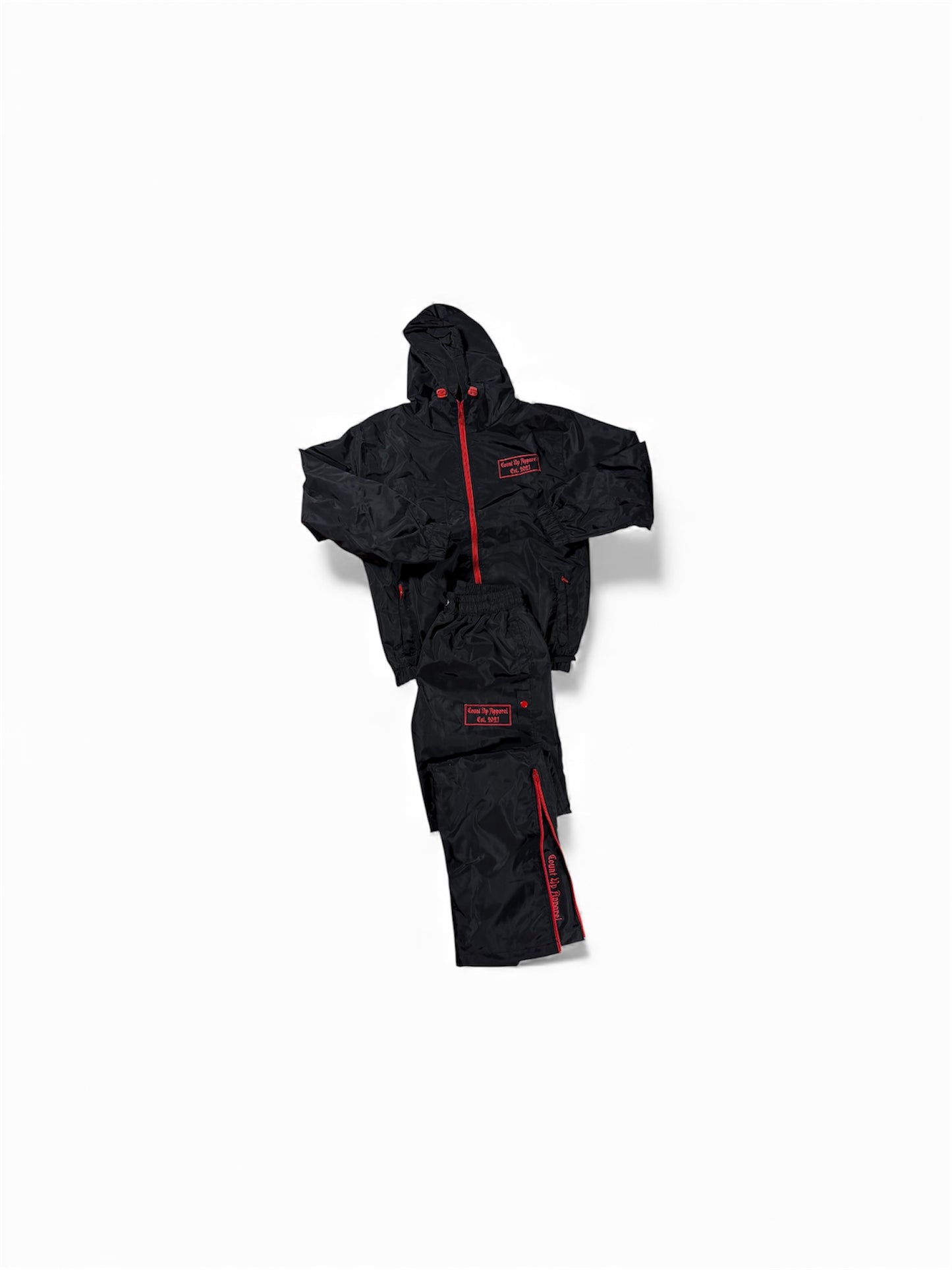 Black/Red Windbreaker Set/Beanie