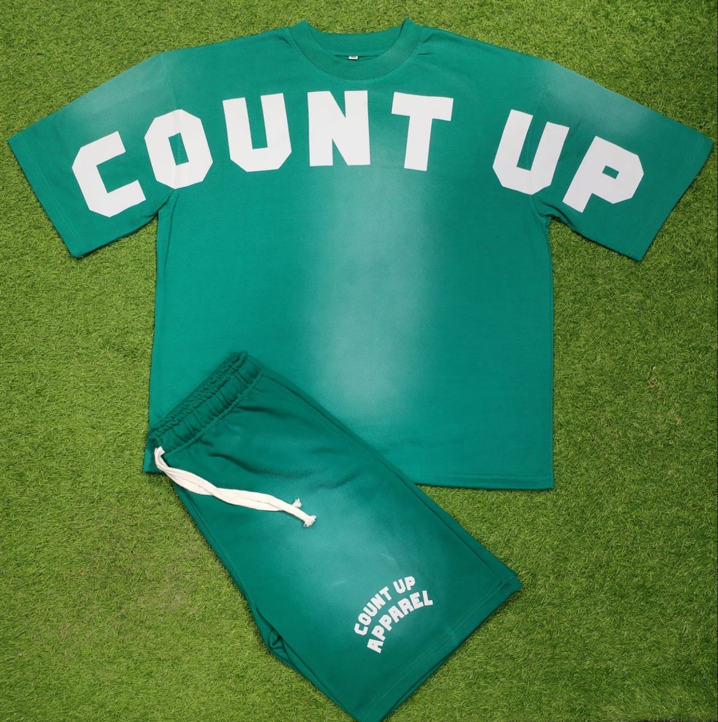 Teal/White Short Set