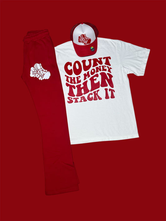 Red/White Stack Joggers Set