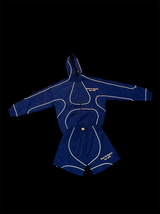 Blue Windbreaker Short Set